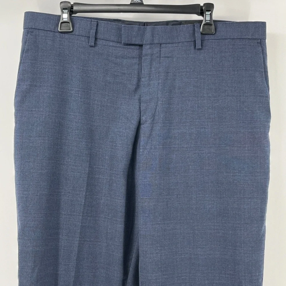 Banana Republic Mens Blue Plaid Slim Fit Dress Pants 36x30 Glen Check Trousers